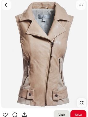 Danier Beige Leather Moto Vest